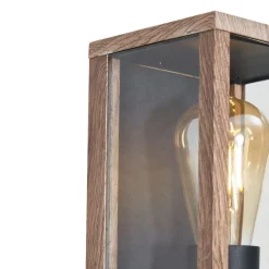 QAZQA Industrielle Wandleuchte Holzoptik 26 cm IP44 - Charlois