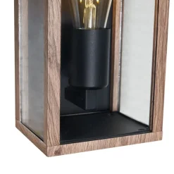 QAZQA Industrielle Wandleuchte Holzoptik 26 cm IP44 - Charlois