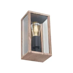 QAZQA Industrielle Wandleuchte Holzoptik 26 cm IP44 - Charlois