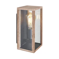 QAZQA Industrielle Wandleuchte Holzoptik 26 cm IP44 - Charlois