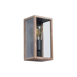 QAZQA Industrielle Wandleuchte Holzoptik 26 cm IP44 - Charlois