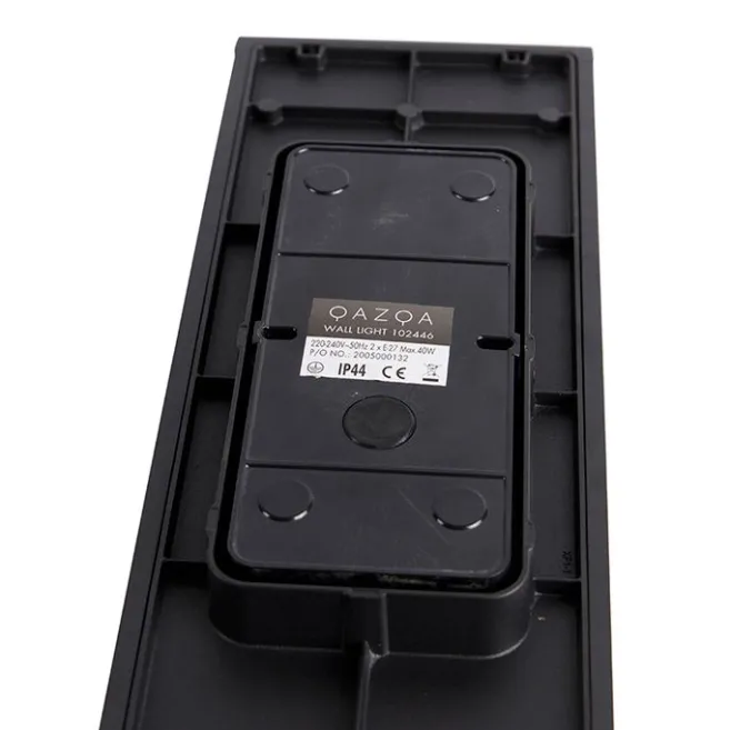 QAZQA Industrielle Wandleuchte schwarz 38 cm 2-Licht IP44 - Charlois