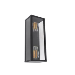 QAZQA Industrielle Wandleuchte schwarz 38 cm 2-Licht IP44 - Charlois