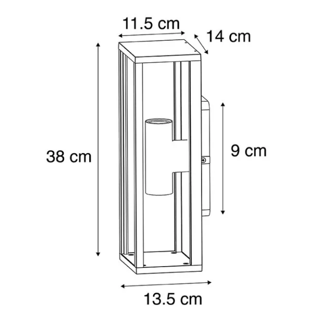 QAZQA Industrielle Wandleuchte schwarz 38 cm 2-Licht IP44 - Charlois