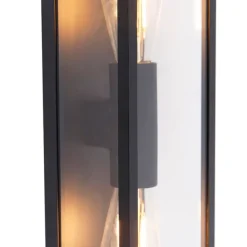 QAZQA Industrielle Wandleuchte schwarz 38 cm 2-Licht IP44 - Charlois