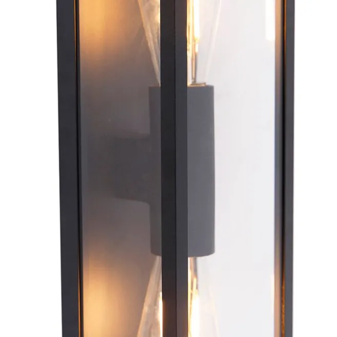 QAZQA Industrielle Wandleuchte schwarz 38 cm 2-Licht IP44 - Charlois