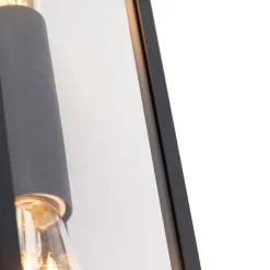 QAZQA Industrielle Wandleuchte schwarz 38 cm 2-Licht IP44 - Charlois