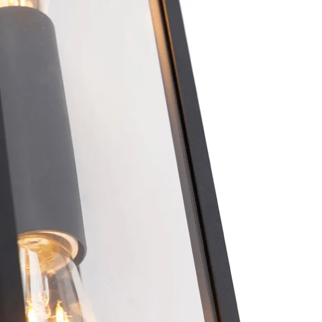 QAZQA Industrielle Wandleuchte schwarz 38 cm 2-Licht IP44 - Charlois
