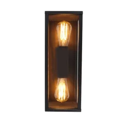 QAZQA Industrielle Wandleuchte schwarz 38 cm 2-Licht IP44 - Charlois