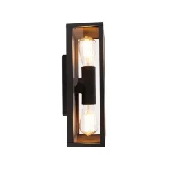 QAZQA Industrielle Wandleuchte schwarz 38 cm 2-Licht IP44 - Charlois