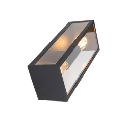 QAZQA Industrielle Wandleuchte schwarz 38 cm 2-Licht IP44 - Charlois