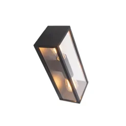 QAZQA Industrielle Wandleuchte schwarz 38 cm 2-Licht IP44 - Charlois