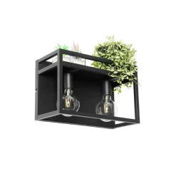 QAZQA Industrielle Wandleuchte schwarz mit Gestell 2-flammig - Cage Rack