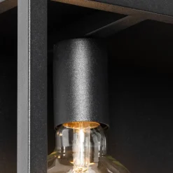 QAZQA Industrielle Wandleuchte schwarz mit Gestell 2-flammig - Cage Rack