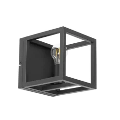 QAZQA Industrielle Wandleuchte Schwarz Würfel - Cage
