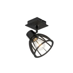 QAZQA Industrielle Wandleuchte schwarz verstellbar - Fotu