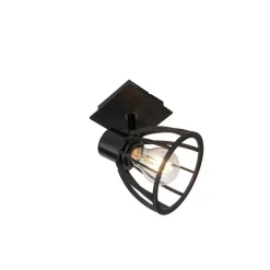 QAZQA Industrielle Wandleuchte schwarz verstellbar - Fotu