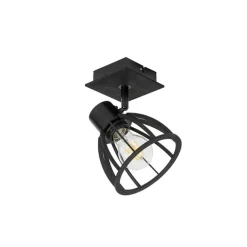 QAZQA Industrielle Wandleuchte schwarz verstellbar - Fotu