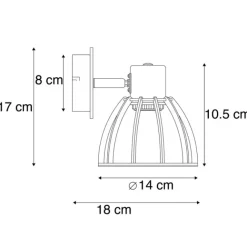 QAZQA Industrielle Wandleuchte schwarz verstellbar - Fotu