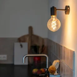 QAZQA Industrielle Wandleuchte schwarz 13cm - Facil