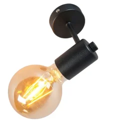 QAZQA Industrielle Wandleuchte schwarz 13cm - Facil