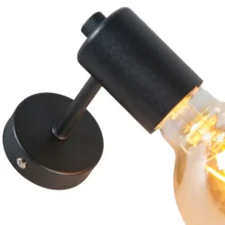 QAZQA Industrielle Wandleuchte schwarz 13cm - Facil