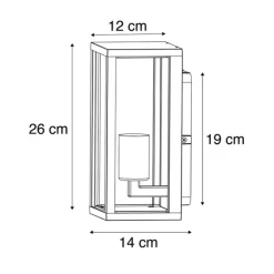 QAZQA Industrielle Wandleuchte schwarz 26 cm IP44 - Charlois