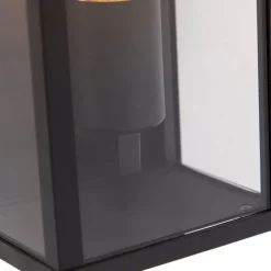 QAZQA Industrielle Wandleuchte schwarz 26 cm IP44 - Charlois