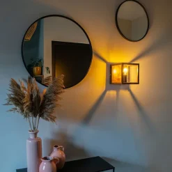 QAZQA Industrielle Wandleuchte rostbraun - Käfig