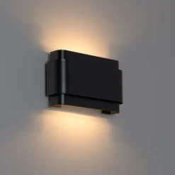 QAZQA Industrielle Wandleuchte schwarz 2-flammig - Coen