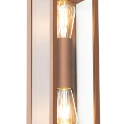 QAZQA Industrielle Wandleuchte rostbraun 38 cm 2-flammig IP44 - Charlois