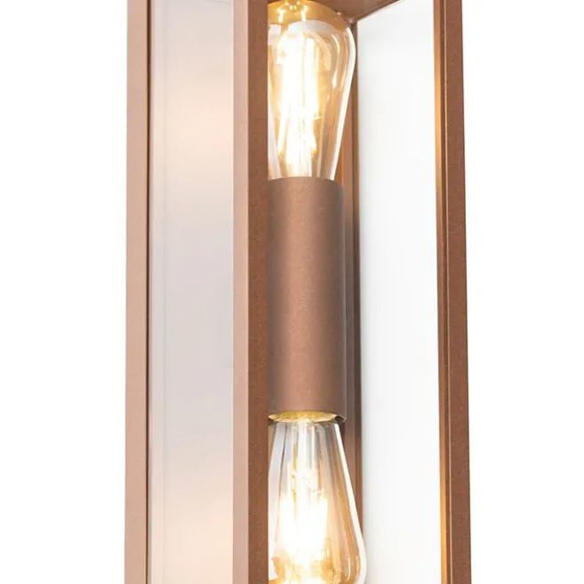 QAZQA Industrielle Wandleuchte rostbraun 38 cm 2-flammig IP44 - Charlois