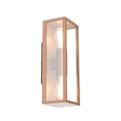 QAZQA Industrielle Wandleuchte rostbraun 38 cm 2-flammig IP44 - Charlois