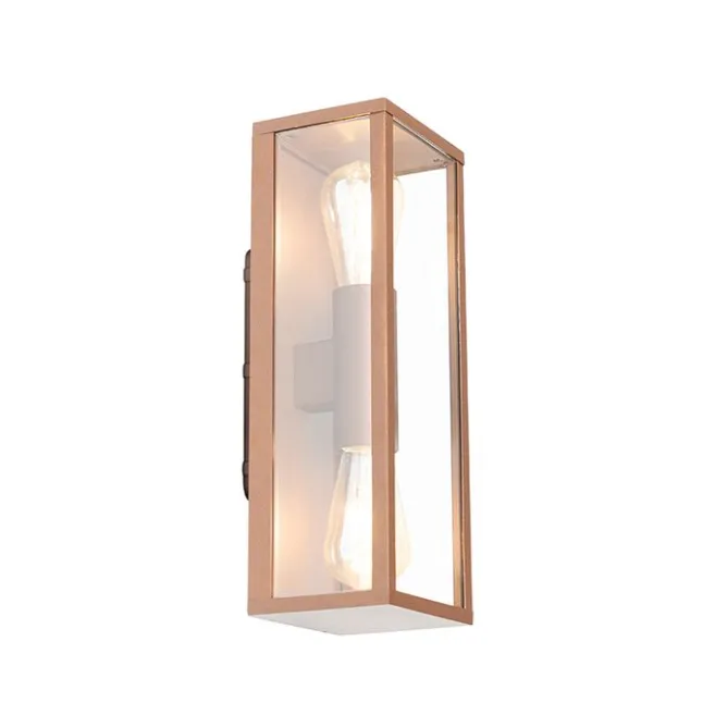 QAZQA Industrielle Wandleuchte rostbraun 38 cm 2-flammig IP44 - Charlois