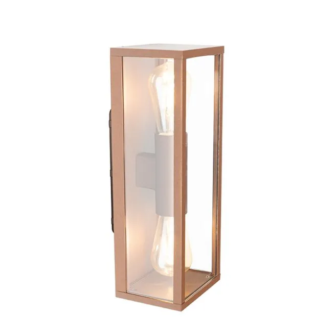 QAZQA Industrielle Wandleuchte rostbraun 38 cm 2-flammig IP44 - Charlois