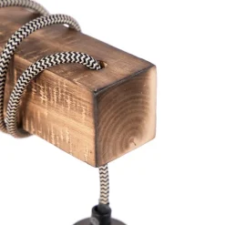 QAZQA Industrielle Wandleuchte schwarz mit Holz - Gallow