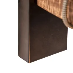 QAZQA Industrielle Wandleuchte schwarz mit Holz - Gallow