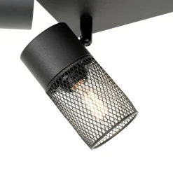 QAZQA Industrieller Deckenstrahler schwarz 4-flammig verstellbar - Jim