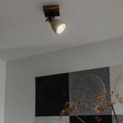 QAZQA Industrieller Deckenstrahler Holz mit Beton - Creto