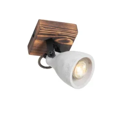 QAZQA Industrieller Deckenstrahler Holz mit Beton - Creto