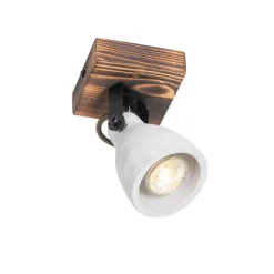 QAZQA Industrieller Deckenstrahler Holz mit Beton - Creto