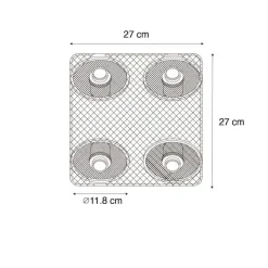 QAZQA Industrieller Deckenstrahler schwarz mit Holz 4-flammig - Jasmijn