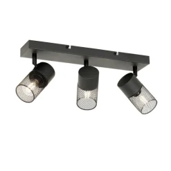 QAZQA Industrieller Deckenstrahler schwarz 3-flammig verstellbar - Jim