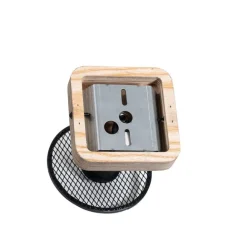 QAZQA Industrieller Deckenstrahler schwarz mit Holz - Jasmijn