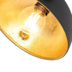 QAZQA Industrieller 1-phasiger Schienenstrahler schwarz mit goldfarbenem Innenleben - Iconic Magnax