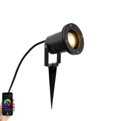 QAZQA Industrieller Smart Spike Spot schwarz inkl. WiFi GU10 IP65 - Basic