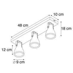 QAZQA Industriespot grauer Beton 3-flammig - Creto