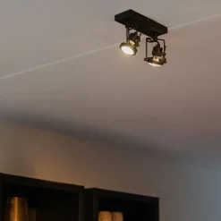 QAZQA Industriespot schwarz 2-flammig - Suplux