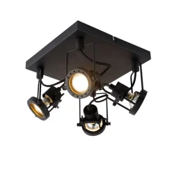 QAZQA Industriespot schwarz 4-flammig - Suplux