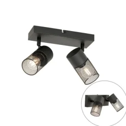 QAZQA Industriespot schwarz 2-flammig verstellbar - Jim